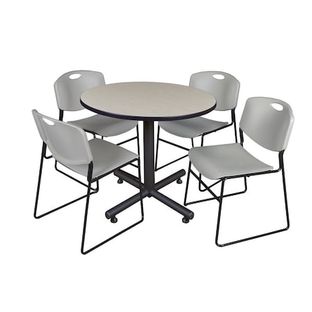 Kobe Kobe Round Table & Chair Set, Wood, Metal, Polypropylene Top TKB42RNDPL44GY